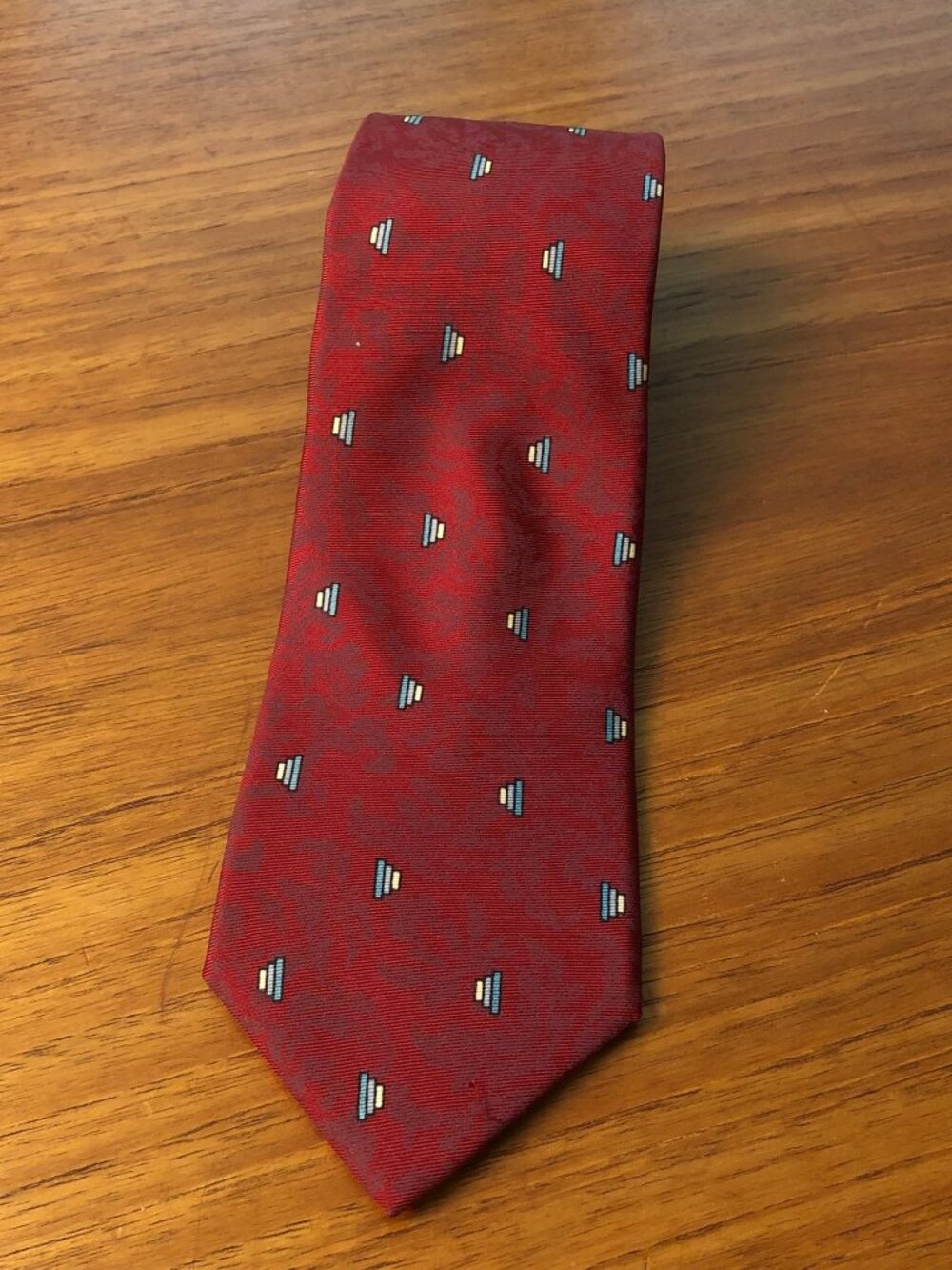 Givenchy Monsieur Silk Tie Red Geometric Pattern Made in Italy